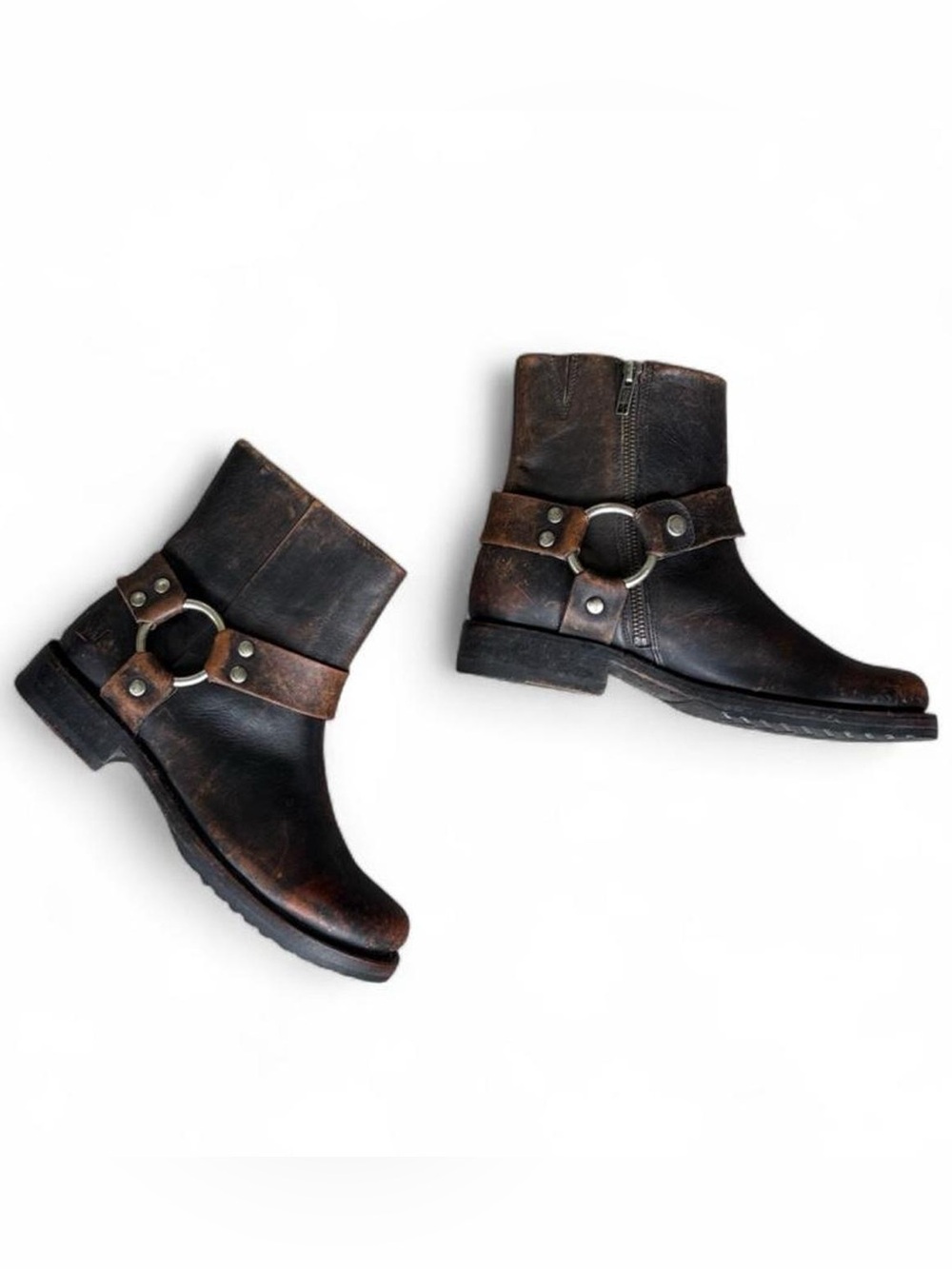 Frye Veronica Harness Short Bootie 72239 Women's Leather 7.5 Distressed Black